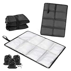 FOVERN1 3 Pcs Outdoor Camping Sleeping Equipment Waterproof Foldable Foam Seat Mat with Storage Bag for Outdoor Camping Park Picnic Black