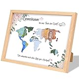 FORMIZON Bilderrahmen Geldgeschenk, Geldgeschenk Hochzeit, Weltkarte Geldgeschenk, Hochzeitsgeschenke Geld, Personalisiertes Geldgeschenk für Brautpaar, Geldgeschenke Verpackung Echtholz Bilderrahmen