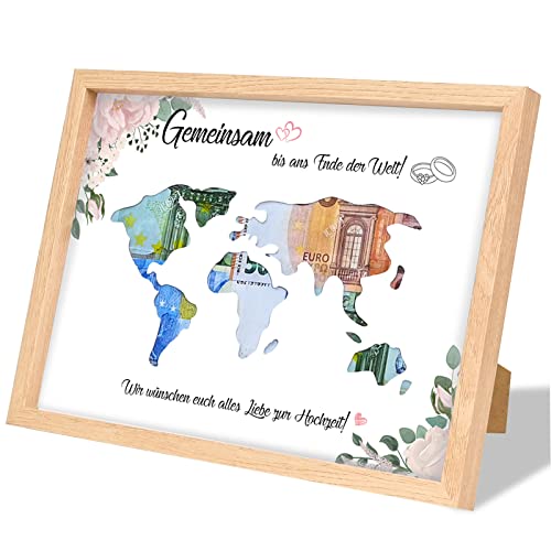 Geldgeschenk Spardose Im Bilderrahmen - Personalisierbar Mit LED Licht Für Hochzeit & Taufen