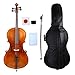 WUQIMUSC Acoustic Cello 1/2 size for Beginners & Students, Handmade Cello Instruments Professional Kit with Portable Padded Bag, Bow, Rosin