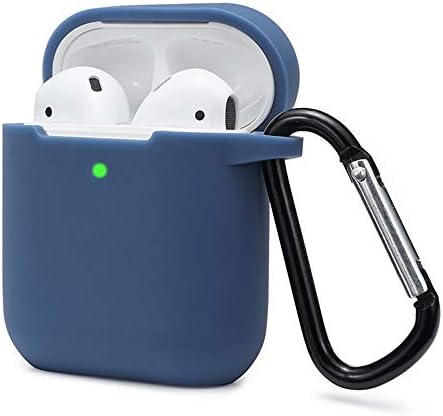 Airpods Case Cover Compatible with AirPods 2 & 1, KOKOKA Silicone Shockproof Airpods Case Cover Front LED Visible Extra Protection with Carabiner, Orange