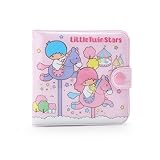 Sanrio Little Twin Stars - Cartera de vinilo para niños, cierre de botón, bolsillo para tarjetas con lápiz capacitivo original