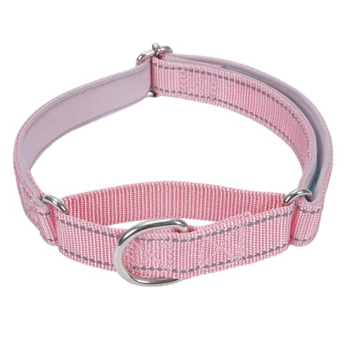SGODA Martingale Dog Collar, Reflective Nylon Padded Dog Training Collars for Medium Dogs, Pink M