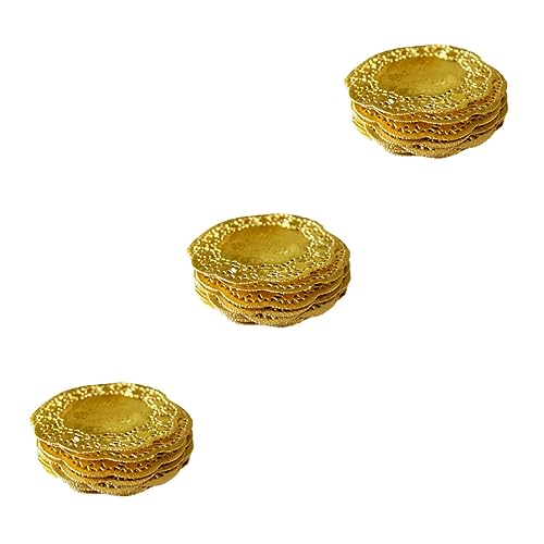 NOLITOY 300 PCS cupcake tablecloth disposable gold tray decorative small paper doilies Round Lace Placemat lace doilies paper lace cake doilies cake paper pad round cake pad dessert large