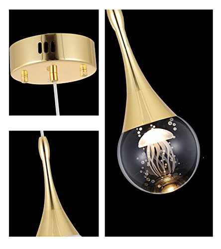 Amzasa Teardrop Pendant Light Modern Gold Globe Led Hanging Light Fixtures Dimmable K9 Crystal Ball Jellyfish Art Decor For Dining Room Kitchen Island Bar Bathroom 3 Packs #TOP5