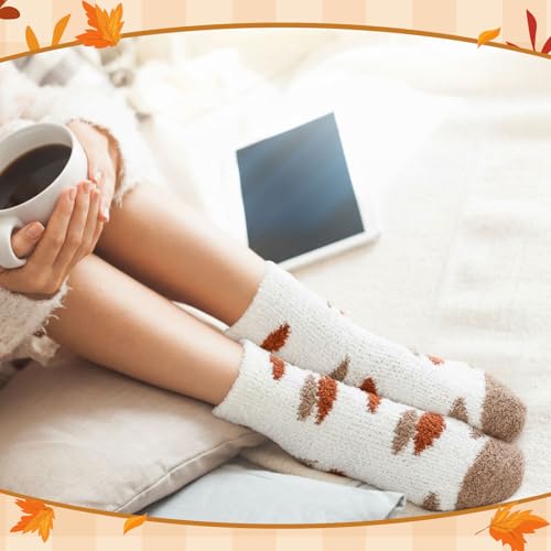 Image of Handepo 60 Pairs Women Fuzzy Socks Bulk Winter Warm Soft Fluffy Crew Sleeping Slipper Socks for Back to School Birthday Gifts