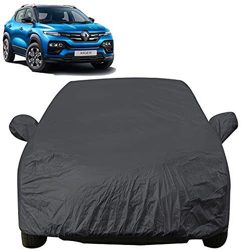 Image of Kiger Dustproof Car Cover with Mirror Pockets, Grey Color, Taffeta Polyster,Triple Stitched, Compatible with Renualt Kiger Car Cover (2021 to 2024), Kiger Car Accessories