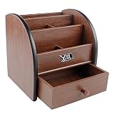 YCL YUCHUNLIN Remote control organizer with drawer, makeup organizers,office pencil holder for desk,wooden multifunctional tabletop storage case YCL828