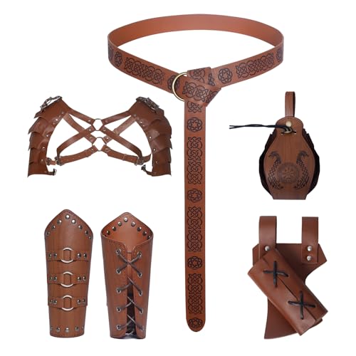 Lot de 5 ceintures médiévales pour Halloween, accessoires de vêtements viking, accessoires de costume de chevalier médiéval pour cosplay, magicien, bal...
