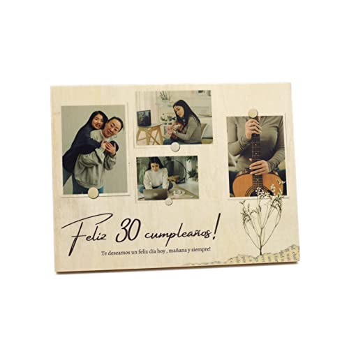 Mad & Cut Cuadro de madera personalizado con foto. (Feliz cumpleaños) Madera de 16 mm. Varios diseños y tamaños.