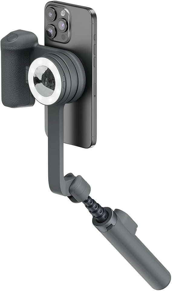 ShiftCam Travel and Creator Kit MagSafe-Compatible Mobile Creator Bundle for iPhone and Android, Compact Phone Grip, Adjustable LED Light, Extendable Bluetooth Tripod for Vlogging