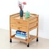 Mesita de Noche Mesa Auxiliar Extremo del Escritorio Casilleros para Aperitivos Junto a la Cama con cajón de Madera Que Acomoda la Mesa Auxiliar móvil (Color : Double Drawer, Size : Wheeled)