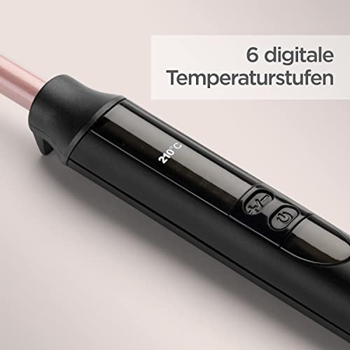 BaByliss 10 mm Lockenstab – Quarz-Keramik-Beschichtung, 10 Temperaturstufen, Lockenstab für kleine Locken, kompaktes Design, Pink & Schwarz, C449E