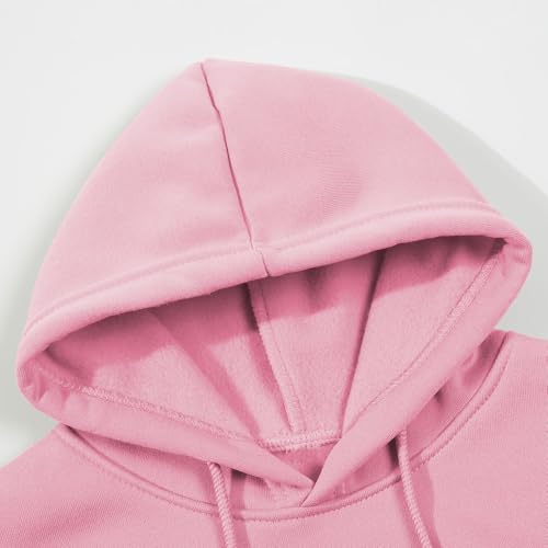 Boys Hoodies 2 Piece Outfit Fall Workout Long Sleeve Oversized Preppy Pullover Tops Sweatpants Set (Pink, 7-8 Years)3