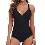 YNIQUE Women's One Piece Bathing Suits Tummy Control Swimsuits V Neck Ruched Slimming Swimwear