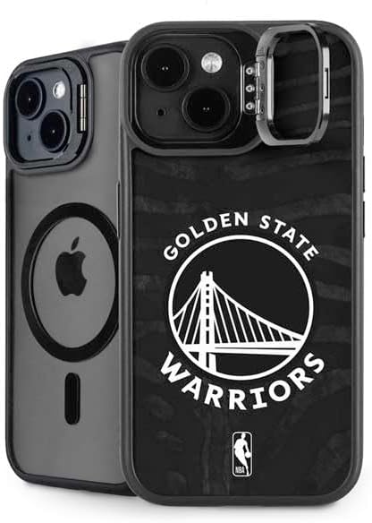Skinit Kickstand Phone Case Compatible with iPhone 14 Plus - Officially Licensed NBA Golden State Warriors Black Animal Print Design