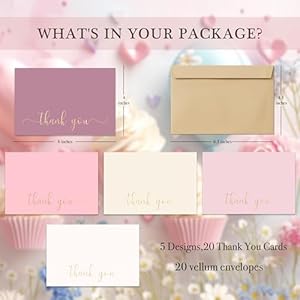 Thank You Cards with Envelopes,20 Pack - 4x6 Inches Thank You Notes,Elegant Dusty Pink Emboss Gold Foil Pressed,Baby Shower Thank You Cards,Wedding,Formal All Occasion Cards Thank You Cards with Envelopes20 Pack 4×6 Inches Thank You NotesElegant Dusty Pink Emboss Gold Foil PressedBaby Shower Thank You CardsWeddingFormal All Occasion Cards