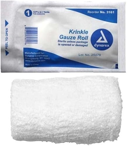 Krinkle Rollo de gasa, rollos de vendaje esponjoso, 4.5 pulgadas x 4.1 yardas, 1 paquete, MS-35645