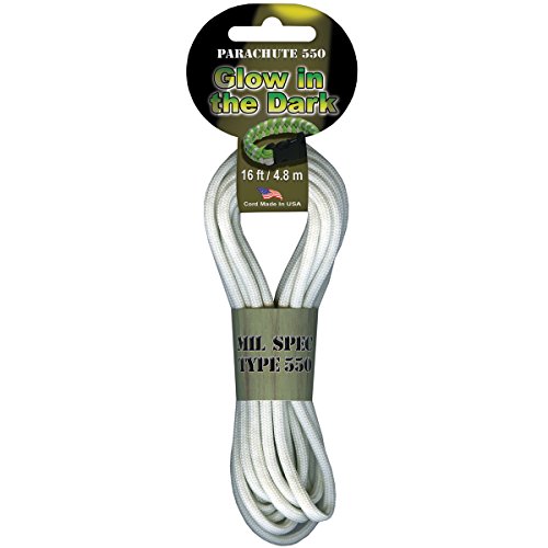 Pepperell Parachute Cord, 4mm by 16-Feet, Glow in The Dark