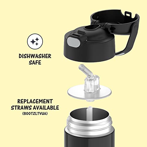 Garrafa infantil THERMOS FunTAINER de aço inoxidável com canudo, 350 ml, Preto