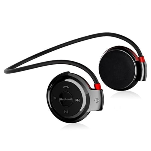 TechnoMedia Cuffie auricolari sport Bluetooth headset Rosso-Nero Radio FM mp3 player MicroSD telefonate comandi integrati