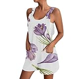 Cheifay Jumpsuits for Women Women's Sleeveless Rompers Straps Loose Adjustable Beach Work Jumpsuit Stretchy Frill Overalls with Pockets White Dress Women
