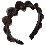 FRCOLOR ヘリンボーン カチューシャ カチューシャ For 女性用 黒 編み込み ウィッグ ブラウン かつら For 女性用 編み込み 髪 カチューシャ 幅広 歯 カチューシャ 編み込み 髪