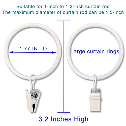 Weekseight 20 Pack White Curtain Rings With Clips, Curtain Hooks Hangers Clip Rings For Hanging Drapes Bows Hat, Drapery Rings 1.77 In I D, Fits Up To 1.5 In Diameter Curtain Rod. #TOP1
