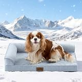 Lit rafraîchissant pour chien : notre lit pour chien est fabriqué en tissu rafraîchissant révolutionnaire Q-Max > 0,4 et une couche de dissipation de la chaleur efficace pour créer un environnement frais et confortable, qui peut brillamment absorber la chaleur du corps et l'humidité, accélérer l'évaporation de l'humidité et réduire la température de la peau de 2 à 5 ℃, rendant votre chien frais et confortable en été chaud. Notre matériau de refroidissement couvre toute la surface de la housse et est également présent sur les côtés, ce n'est pas la mousse