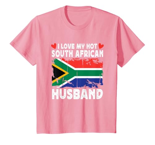 I Love My Hot South African Husband Spouses South Africa T-Shirt, Youth, Pink, 3T
