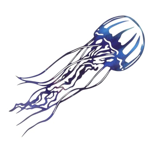 CLISPEED Metal Jellyfish Wall Decor de Ligero Escultura Colgante para Interiores y Exteriores Mural Oceánico para Sala y Jardín