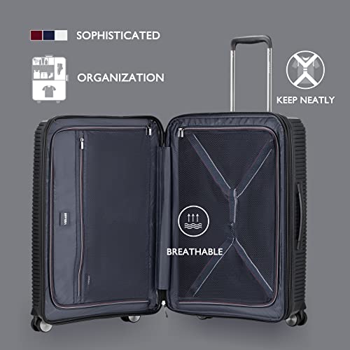 Image of Verage Carry On Luggage with Spinner Wheels, Expandable Hardshell Spinner Suitcase for Travel, TSA Approved (Checked-Large 28-Inch, Black)