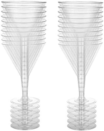 Miniatura 7 de Hanna K. Signature - Mini vasos de Martini de plástico transparente de 7 onzas (20 piezas)  Reutilizables y desechables para fiestas y uso diario