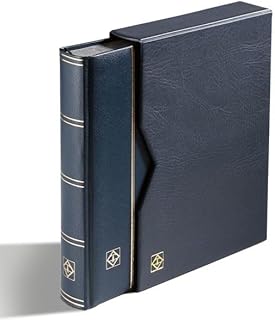 Leuchtturm Carpeta de inserción, DIN A4, 64 páginas negras, cubierta de piel acolchada, incluye cassette, color azul