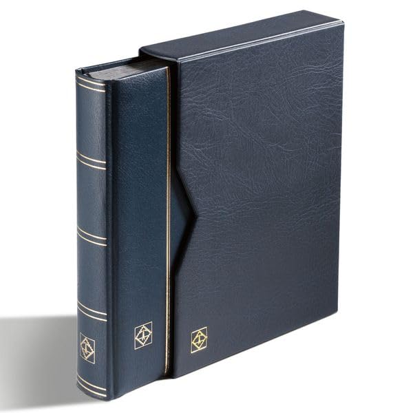 Leuchtturm Notatnik Premium DIN A4 64 czarne strony watowana skórzana oprawa niebieska