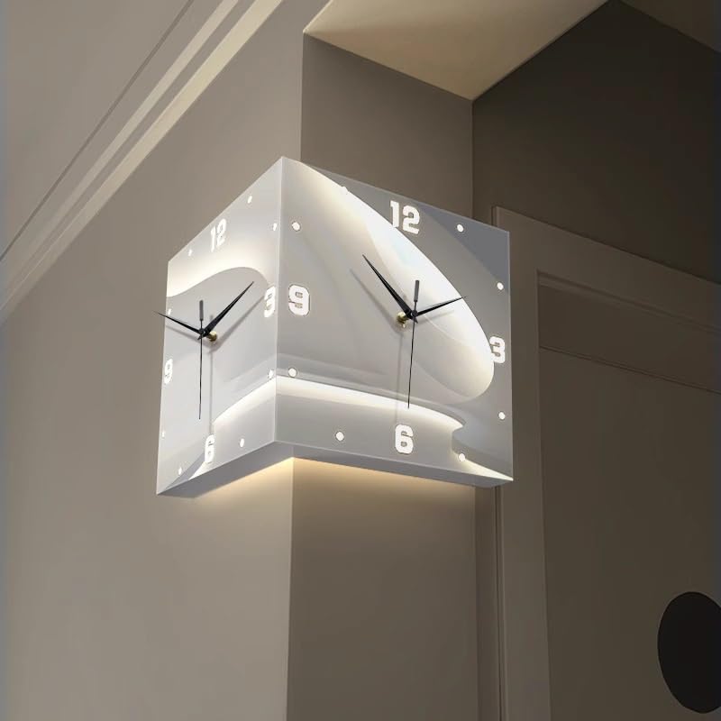 Reloj de pared de esquina 26x26x26 cm con luz LED miniatura 3