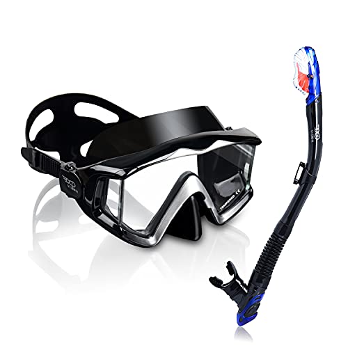 EXP VISION Set de Snorkel con Máscara de Snorkel Dry Top Anti-Fugas para Mujeres y Hombres, Máscara de Buceo con Vista Panorámica de 180° y Lentes de Vidrio Templado Antivaho miniatura 1