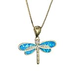Fxzqgnh Collier Pendentif Libellule en Acier Inoxydable (x3), Bijou Parfait pour Les Fêtes et Occasions Spéciales. Libellule Bleue.