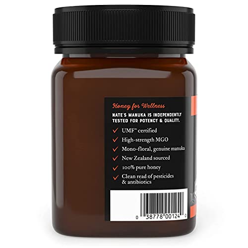 Nate's Manuka Honey Umf Certified 10+ | Mgo 263+ - New Zealand Manuka Honey - All-Natural Sweetener, 17.6 Oz Jar #TOP1