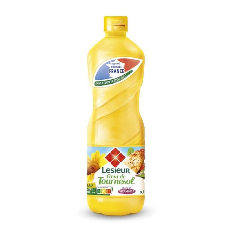 LESIEUR Huile de Tournesol Extra Vierge - Format Mini 50cl - Idéale pour Assaisonner et Cuisiner - Issue de Tournesols de Qualité - Catégorie Huiles de Qualité Sup - Le Lot De 4