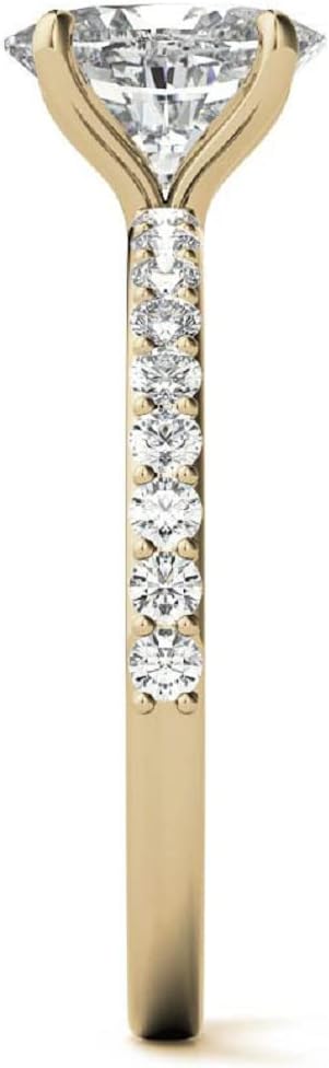 10K Solid Yellow Gold Handmade Engagement Rings 1 CT Oval Cut Moissanite Diamond Solitaire Wedding/Bridal Ring Set for Women/Her Propose Rings