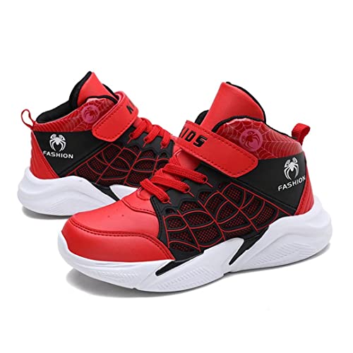 Big_Kids Casual High Top Shoes Lightweight Tennis Slip On Sneakers For Boys And Girls Basketball Walking Running Sports Red Size 4 Us #TOP2