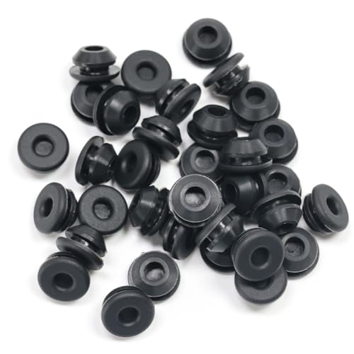 Image of 35 Pcs 6.5 mm Silicone Rubber Plugs Snap in Locking Hole Plugs for 6.5-7 mm (1 /4 inch-9 /32 inch) Round Holes, Flush Type Rubber Stoppers, Flexible Tube Pipe End Caps Covers, Waterproof Sealing Plugs, Black