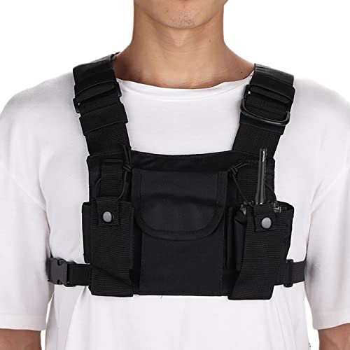 Denash Two Way Radios Chest Harness Front Pack, Walkie Talkie Chest Pocket Harness Bags Backpack with Adjustable Bag Hanging for Two-way Radio