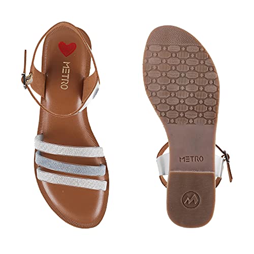Image of Metro Women's Gold Faux Leather Flat Strappy Fashion Sandals