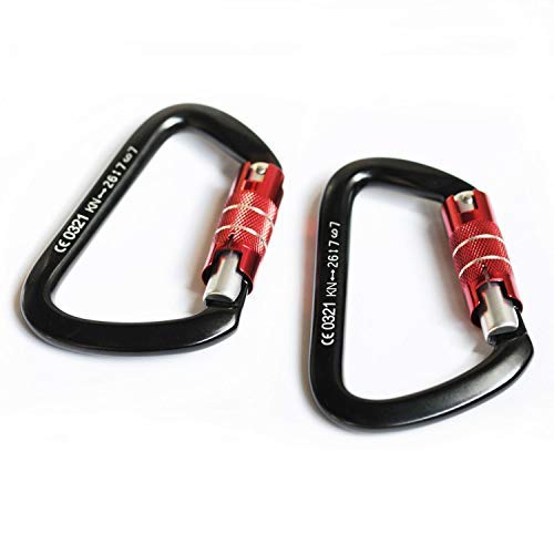 Domum Auto Locking Carabiner Large Quickdraw Quick HMS Heavy Duty Hammock Accessories caribeaner Clip Climbing Rocking Gear Hooks Mountain Aluminium Keychain Swing Screw gate Black Equipment Set