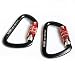 Large Opening Twist Lock Carabiner Set of 2 - D Shape Used for Rock and Mountain Climbing, Hot Forged Construction Tensile Strength at 26kN, 4.33in Height, Black