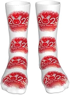 883 Compression Socks Year Of The Rabbit Happy New Year 2023 Crew Socks Comfort Athletic Socks Non Slip Sports Socks For Trekking Hiking Jogging 40cm