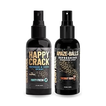 Derm Dude Below-the-Belt Spray Bundle | Amaze Ball Deodorant 2oz + Happy Crack Refreshing Spray 2oz | Odor Control & Cooling Freshness with Witch Hazel, Aloe & DeoPlex | Talc-Free, Fast-Drying
