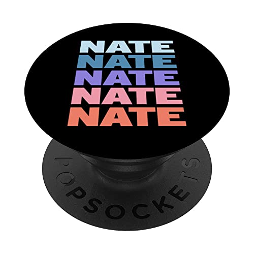 Funny Modern Repeated Text Design Nate PopSockets PopGrip Intercambiable